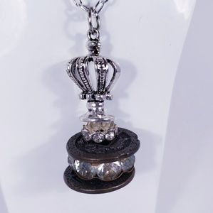 Crown Pendant Silver Rhinestone with Chain
